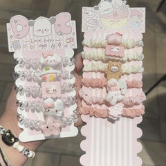 Sweetheart Princess Hair Tie Set - Cute KT Cat Girl, Transparent Telephone Wire Design, Versatile Daily Hair Accessory