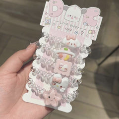 Sweetheart Princess Hair Tie Set - Cute KT Cat Girl, Transparent Telephone Wire Design, Versatile Daily Hair Accessory