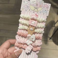 Sweetheart Princess Hair Tie Set - Cute KT Cat Girl, Transparent Telephone Wire Design, Versatile Daily Hair Accessory