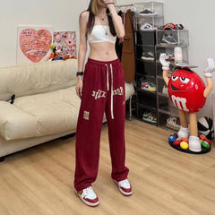 American Street Style Wide-Leg Pants - Vintage High-Waisted Casual Dance-Inspired Sports Pants for Women