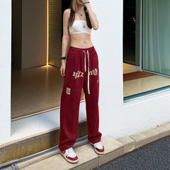 American Street Style Wide-Leg Pants - Vintage High-Waisted Casual Dance-Inspired Sports Pants for Women