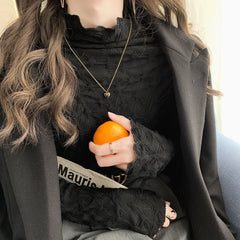 Plus Size Soft Turtleneck Solid Color Stretchy Fitted T-Shirt for Women | Slim Fit Ribbed Long Sleeve Top