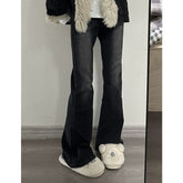Vintage Black Flared Jeans Women - Slim Fit Stretch Bell-Bottom Pants