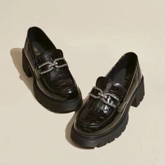 Leather Platform Loafers - Classic Mirror-Finish Chunky Shoes