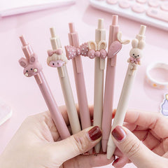 Cute Bunny Girl Push Pen - High-Quality 3D Cartoon Pen for Students, Ideal for Exams & Daily Use