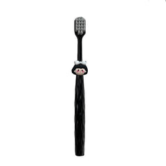 Cute Black & White Soft Bristle Toothbrush Set with Butterfly Bow & Diamond Pattern Handle - Adult & Couple Home Use, Wide Head Design