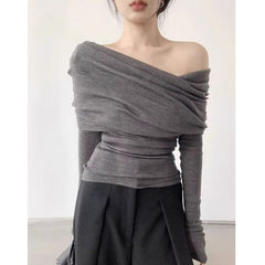 Off-Shoulder Knitted Sweater for Women | Fall New Arrival, Elegant French-Style, High-End Feel Top