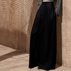 High-Waist Flowing Wide-Leg Pants for Women - Slimming Casual Floor-Length Trousers | Loose Pants