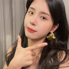 Real Gold-Plated Geometric Earrings for Women – Minimalist Chic Studs with Elegant Style