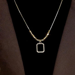 Black Square Titanium Steel Necklace for Women – Elegant Fade-Resistant Clavicle Chain