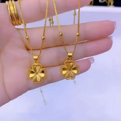 Gold Four-Leaf Clover Titanium Steel Necklace – Hypoallergenic, Fade-Resistant Clavicle Chain