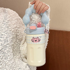 Insulated Water Bottle for Girls – High Aesthetic, Large Capacity, Kids' Portable Student Cup with Straw