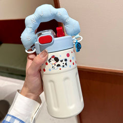 Insulated Water Bottle for Girls – High Aesthetic, Large Capacity, Kids' Portable Student Cup with Straw