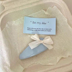 Blue Leather Bow Hair Clip – Cute Waterdrop BB Clip for Girls