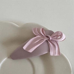 Blue Leather Bow Hair Clip – Cute Waterdrop BB Clip for Girls