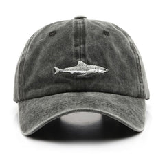 Vintage Washed Shark Baseball Cap – Unisex Streetwear Sports Casual Sunshade Hat