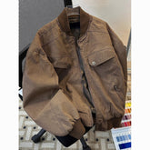 Men's Corduroy Baseball Collar Jacket – Vintage Washed Streetwear Style