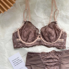 Sexy Lace Bunny Ear Bra and Panty Set – Ultra-Thin Soft Underwire Lingerie