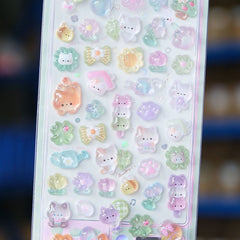 Cute 3D Cartoon Embossed Hollow Stickers Set