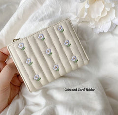 Embroidered Floral Short Wallet – Cute Fresh Small Purse for Women