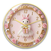 Cute Rococo Bunny Silent Wall Clock