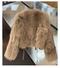 Women's Faux Fox Fur Coat - Short Style, Korean Version, Tie Design, Thick and Versatile
