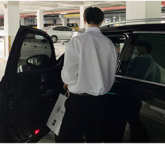 Black Draped Long Sleeve Shirt