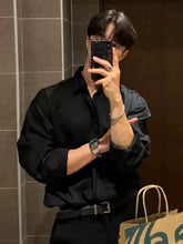 Black Draped Long Sleeve Shirt