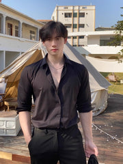 Black Minimalist Long Sleeve Shirt