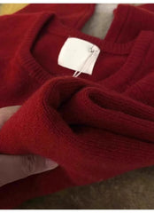 Red Vintage Soft Knit Cardigan for Women