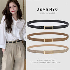 High-End Women’s Genuine Leather Waist Belt – Minimalist Black Fashion Belt for Dress Pants