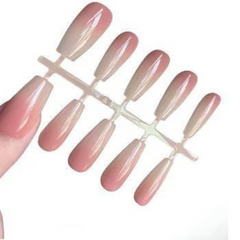 Sweet Heart Nude Press-On Nails with Bow – INS Style Elegant Fake Nail Tips