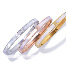 White Mother-of-Pearl & Zircon Oval Bracelets – Elegant, Timeless Design