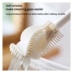 Upgraded Silicone Cleaning Brush with Long Handle & Storage Rack – No-Drill Sink Organizer for Cups, Bottles, and Baby Accessories.