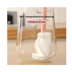 Upgraded Silicone Cleaning Brush with Long Handle & Storage Rack – No-Drill Sink Organizer for Cups, Bottles, and Baby Accessories.