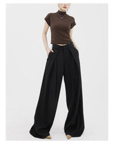 Women's Wide Leg Straight Trousers - High Waist Extra Long Dress Pants