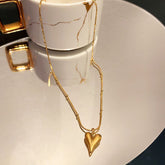 Beaded Snake Chain Heart Pendant Necklace for Women