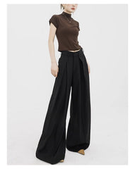 Women's Wide Leg Straight Trousers - High Waist Extra Long Dress Pants