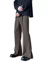 Men’s Cleanfit Straight-Leg Flare Pants – Casual Loose Fit Split Hem Trousers