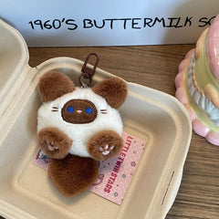 Cute Plush Long-Tail Cat Keychain – Soft Doll Pendant and Backpack Charm