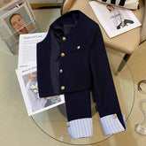 Navy Patchwork Elegant Blazer Jacket for Women