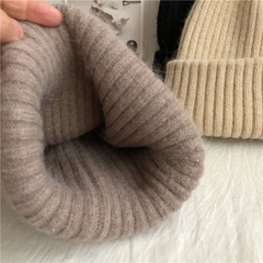 Warm Rabbit Fur Knit Hat for Women – Double-Layered, Thickened Woolen Beanie, Casual Ear-Protecting Soft Hat