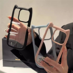 Cute Cat Ear Transparent Phone Case – Simple Protective Cover