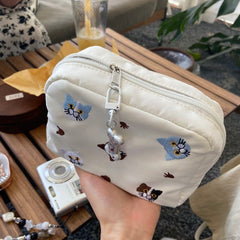 Cute Embroidered Cat Makeup Bag – Travel Pouch for Cosmetics, Period Essentials & Lipstick Storage