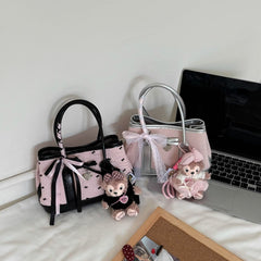 PARK DANCE Women’s Ballet-Inspired Tote Bag – Sweet and Edgy Bow Handbag