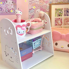 Hello Kitty Desk Organizer Shelf – Cute INS Style Storage Box for Kids Room