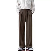 Men's Hong Kong Style Straight-Leg Suit Pants – Korean Trend Draped Casual Trousers