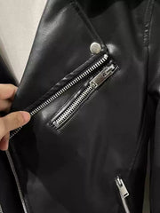 Men’s Black Faux Leather Moto Jacket – Wang Yibo Style Streetwear Biker Jacket