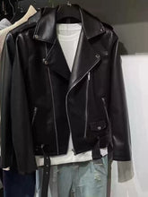 Men’s Black Faux Leather Moto Jacket – Wang Yibo Style Streetwear Biker Jacket