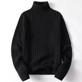 Men’s Thick Turtleneck Cable Knit Sweater – Slim Fit Solid Color Pullover